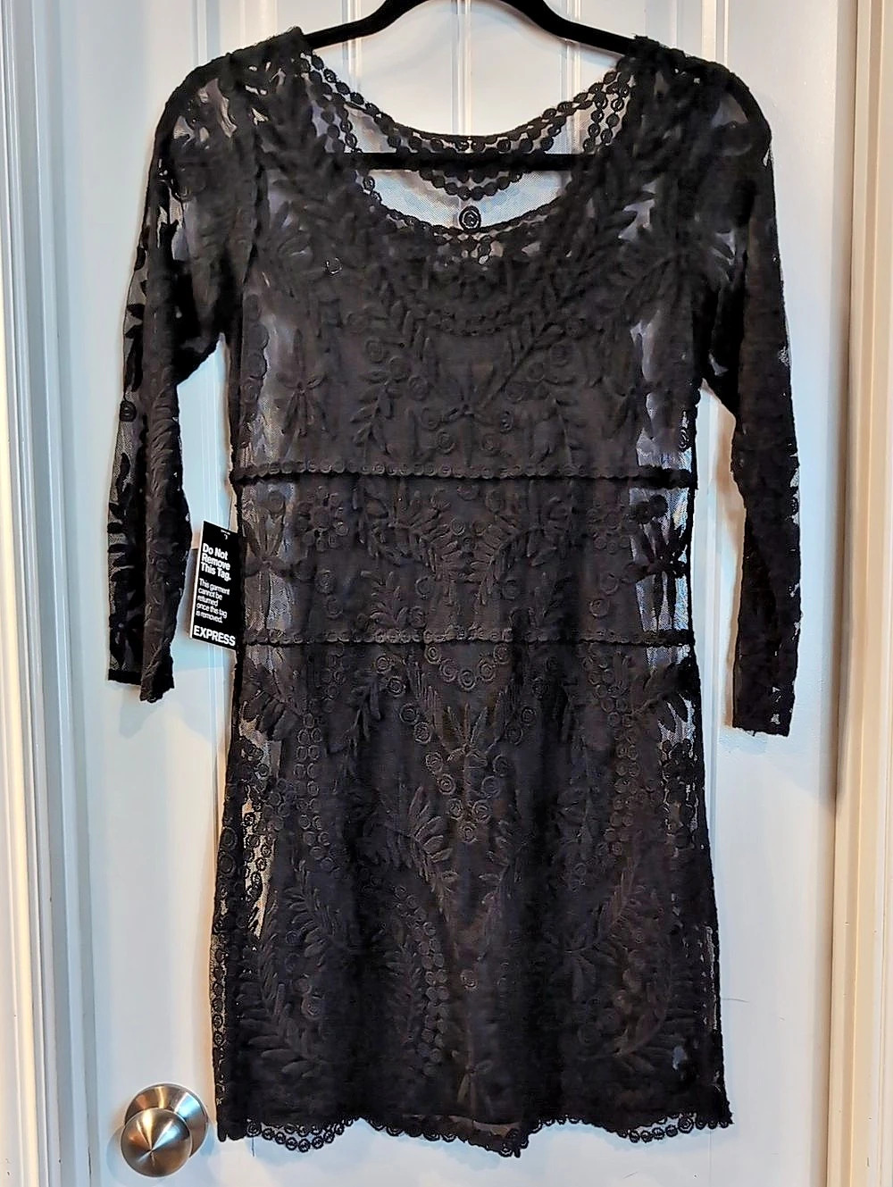 Express Black Floral Lace Mini Dress